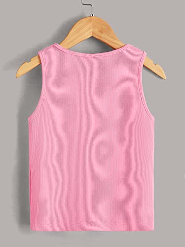 Milumia Girl's 2 Pieces Solid Ribbed Knit Tank Top Crew Neck Sleeveless Basic Tops2