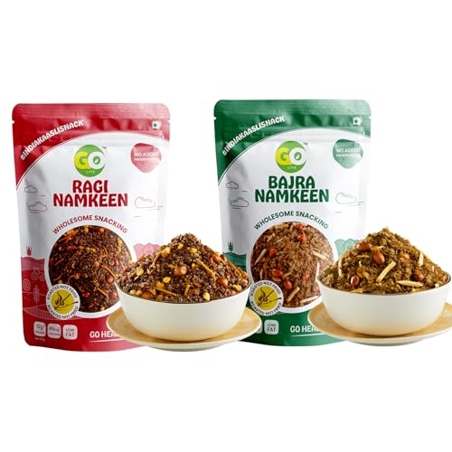 Image of GO LIFE Ragi & Bajra Namkeen Pack Of 2 (200 Gms) | Ready To Eat | Roasted Not Fried | Rich In Protein,Fibre,Complex Carbs, Wholesome Snacking | Healthy,Tasty,Millety