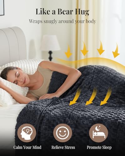 Image of Topblan Weighted Blanket for Adults, 60 inch x 80 inch 15lbs, Soft Sherpa Queen Size Heavy Blanket with 3D Jacquard Turtle Shell Flannel Fleece for Couch and Bed