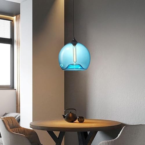 Lámpara moderna costera y de techo for comedor en cristal azul y vidrio soplado 8