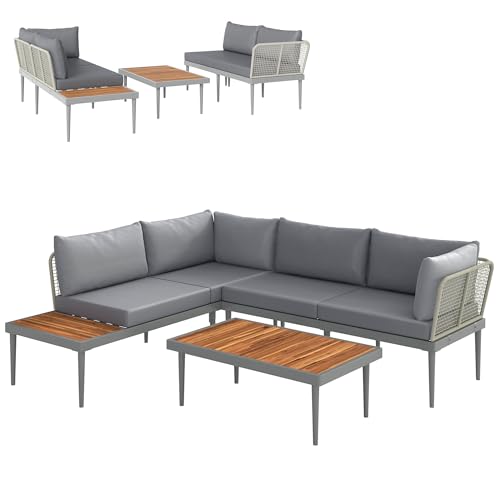 Outsunny Set Salotto da Giardino da 3 Pezzi, con 2 Divanetto da...