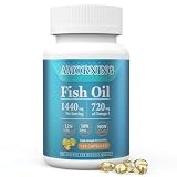AMORNING Fish-Oil Omega3-EPA DHA-Supplement Burpless-Softgels - 120Capsules 1440 mg per Serving Mini Size Healthy Heart Support Fatty Acids Supplement Helps Maintain Healthy Triglyceride Levels