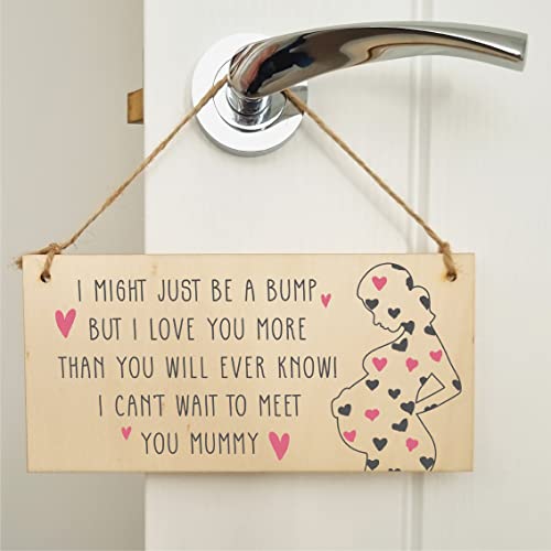 The Plum Penguin Handmade Wooden Hanging Wall Plaque Bump Can't Wait to Meet You Mummy Gift Sign Pregnant 1st Mother's Day - Image 4