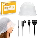 BondEron 5er Set Strähnchenhaube mit Nadel und Pinsel für Highlights – Professionelle Silikonhaube zum Haare Färben, Wiederverwendbar – Friseur Zubehör für Damen & Herren