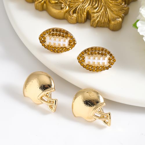 2Pcs Glitter Sports Earrings Stud For Women Rhinestone Baseball Football Basketball Rubby Earrings Funny Sports Fans Lover Gifts TOUCH Helmet Sport Ball Stud Jewelry3