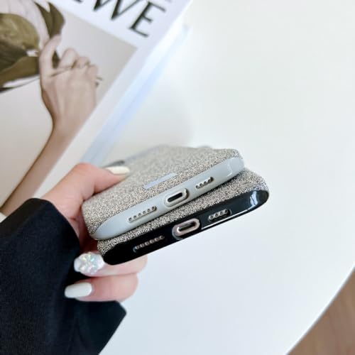 Coque arrière antichoc iPhone 14 couverture paillettes argent - 4