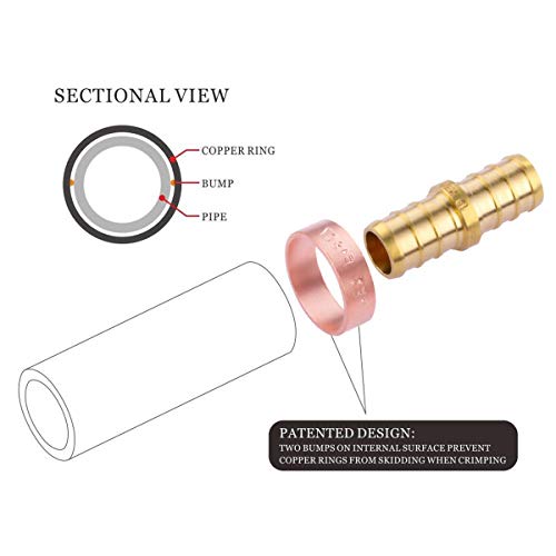 Litorange Lead-Free Copper (Better Than Brass & Stainless Steel) Pex Pipe Crimp Clamp Ring 3/4 Inch 3/4" Plumbing Fittings Pack Of 36 #TOP4
