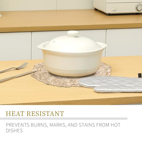 Image of Kuber Industries 15 Inch Soft Leather Dining Table Mat Set of 6 | Non-Slip Heat Resistant Placemats for Kitchen | Decorative Centre Table, Dinner Plate and Bed Side Mat | Emboss Rose - Golden