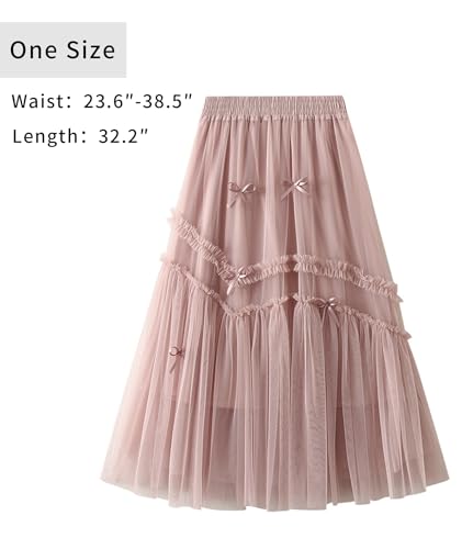 Women's Casual Formal Tulle Skirt Elastic High Waisted Layered Pleated Flowy Mesh Skirt for Wedding Party2