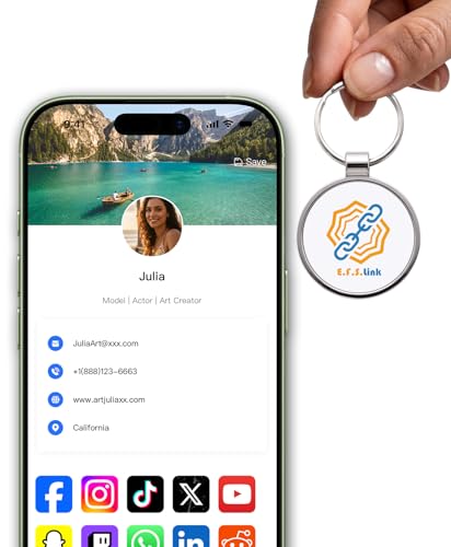 Metal NFC Keychain - Digital Business Card - Smart NFC & QR Code Contactless Sharing Tool for Social Media, Contact Info, Website & Portfolio - Compatible with iOS & Android - White