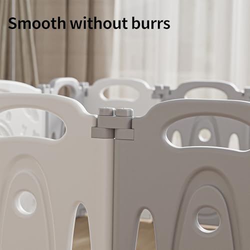 Baby Playpen Kids Activity Centre Safety Play Yard Home Indoor Outdoor New Pen (Grey White 14panels)