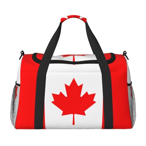Canadian flag print Large Canvas Travel Duffel Bag Weekender Bags for Women Overnight Bag Carry On Tote Bag