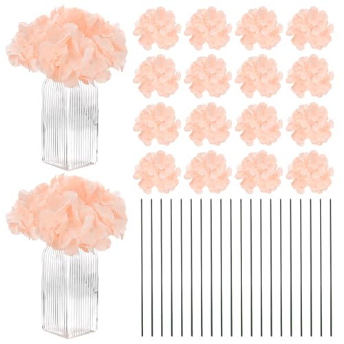 M METERXITY 20-Pack Silk Hydrangea Flowers, Artificial Flowers Heads with 20pcs Stems, Full Hydrangea Flowers for Home Decor/Wedding/Christmas/DIY/Party/Garden [Nude Pink]