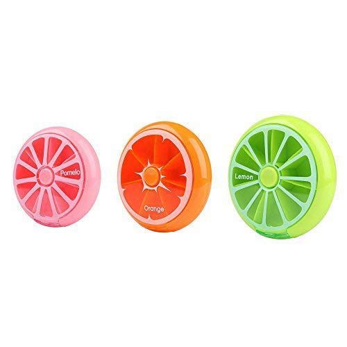 Morepack Small Cute Weekly Pill Box 7 Day Pill Case, Pink, Green, Orange