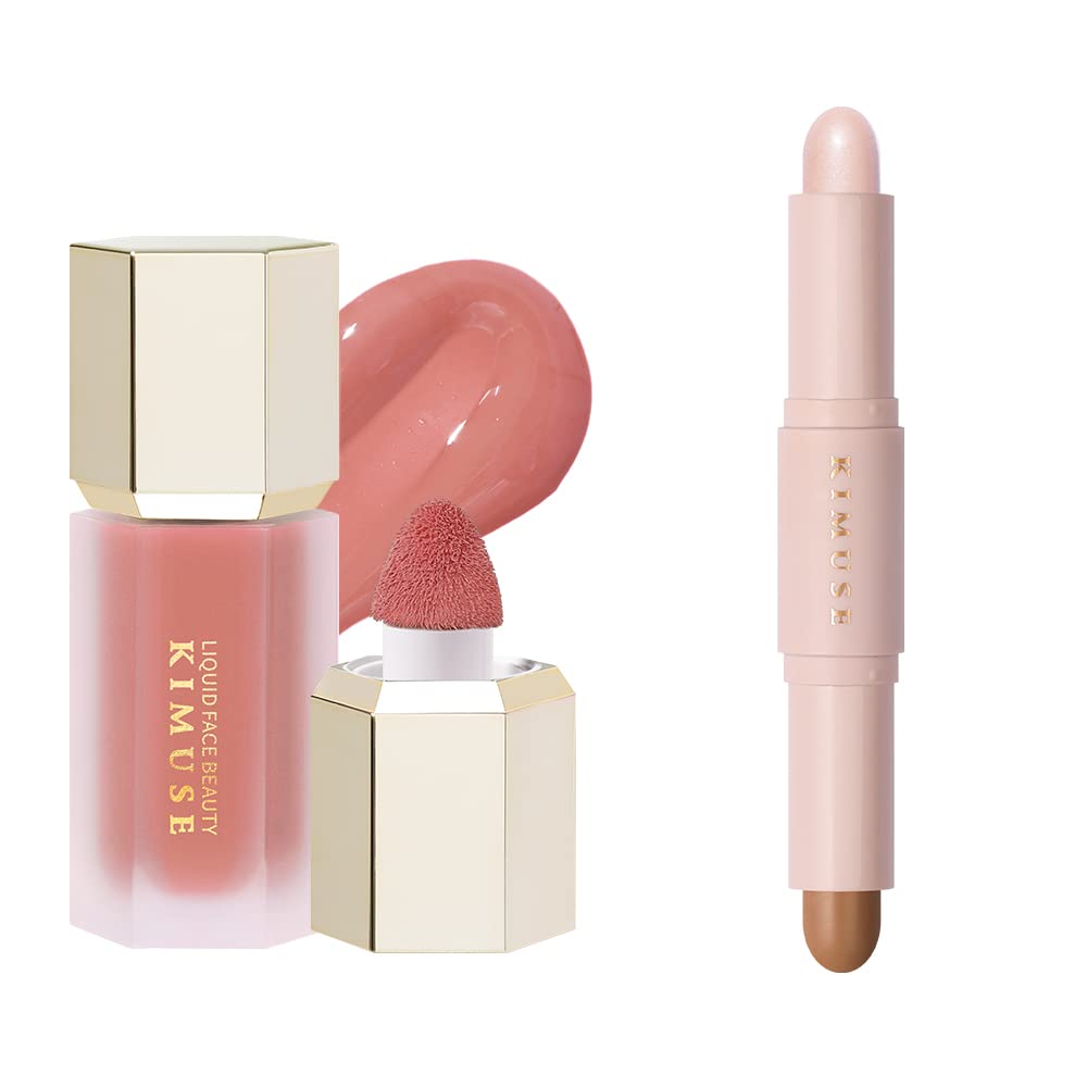 KIMUSE Soft Liquid Blush for Cheeks & 2 Color Dual Cream Contour Stick