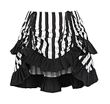 White/Black Striped Ruched Bustle Skirt (Queen)