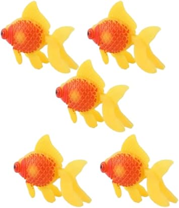 5 Pack Gold,Orange Artificial Aquarium Fishes Fake Fish Plastic Fish Aquarium Moving Fishes Ornament Decoration Orange Goldfish for Aquarium Fish Tank Aquarium Decor Thematic Ornaments,Aquarium Decor