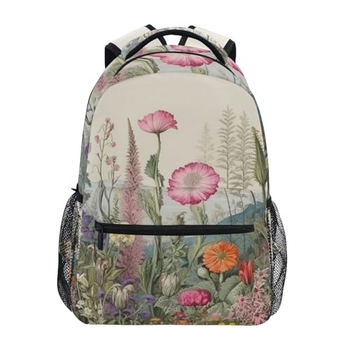 Sac à dos imperméable SKYSHU à fleurs sauvages pour ordinateur portable 16 pouces