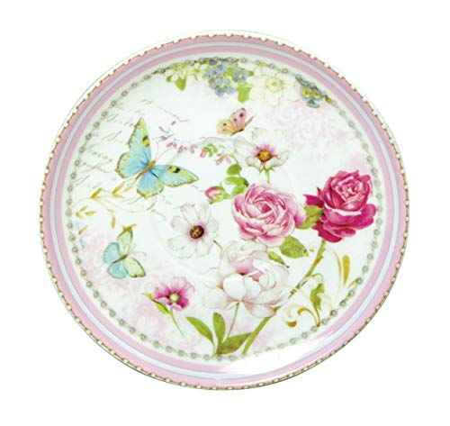 Lightahead Bone China Cappuccino Coffee Tea Cup and Saucer Set in attractive gift box in pretty pink Floral design 10 oz