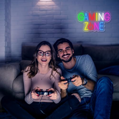 UExnkj-Y Panneau Neon Gaming Zone Panneau Néon Led Coloré Enseignes de Jeu au Néon Gamer Led Néon pour Chambre Salle de Jeux Bar Enfants Cadeau Décoration de Fête – vue 7