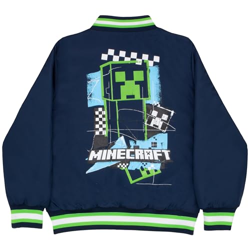 Image of Minecraft Bomber Jacket for Boys, Zip-Up Graphic Print Varsity Jacket for Kids and Toddlers