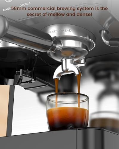 Image of (2026 Upgrade) 15 Bar Espresso Machine with Built-in Anti-Clog Coffee Grinder, Expresso Coffee Machines with Milk Steam Wand /Frother /Tamping Tools,Espresso Maker with Grinder for Lattes-Sleek Black