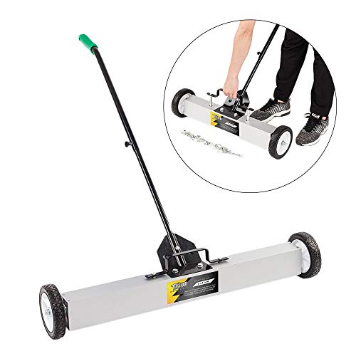 TUFFIOM 36-Inch Rolling Magnetic Pick-Up Sweeper | 30-LBS Capacity, with Quick Release Latch
