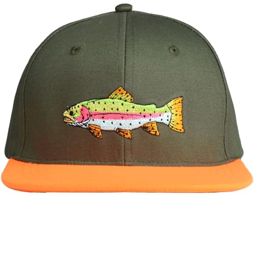 Image of EDTREK Performance Outdoorsman Snapback Truck Hat with Flat Brim - Unique Animal Embroidery