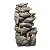 Alpine Corporation TZL130 Outdoor Floor 8-Tiered Rock Waterfall Fountain with LED Lights and Natural Stone Look, 50", Gray