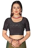 SEEANS Polyester Fabric Readymade Full Stretchable Blouse for Women (UK, Alpha, M, Regular, Regular, 41' TO 45' BUST, BLACK)