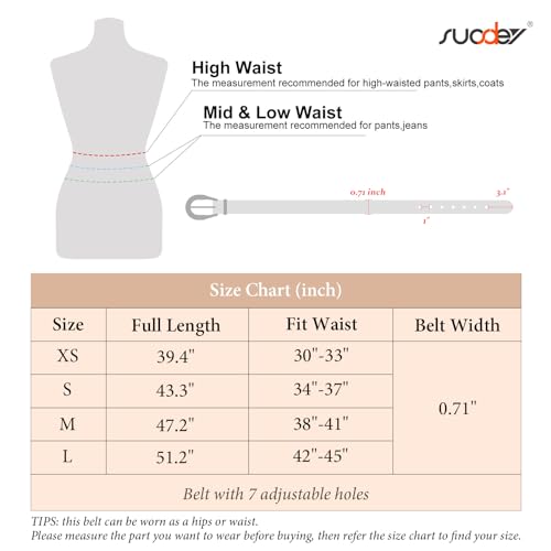 Image of SUOSDEY 2 Pack Women Skinny Belt Thin Waist Belt with Fashion Gold Buckle for Pants Jeans Dresses, 01-black+brown, fits waist from 30 inch-33 inch