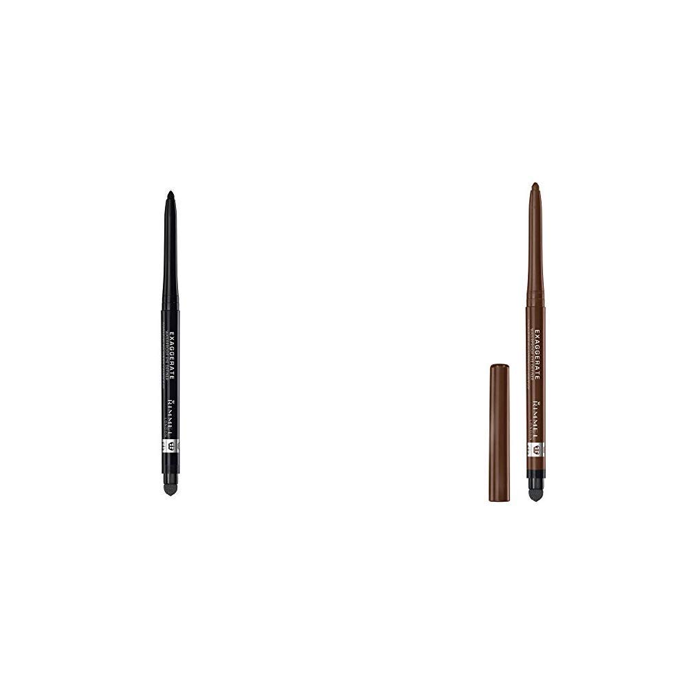 Rimmel Exaggerate Eye Definer - Blackest Black & Rich Brown, Waterproof, Long Lasting, Easy Twist Up, Self-Sharpening Eye Color Pencil, Pack of 2