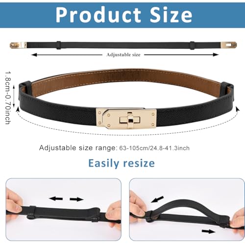 Image of PALAY Waist Belt for Women Dresses, Fashion Ladies Belts for Women, PU Leather Slim Womens Belts for Dress, Blazer, Suit, Black /Brown Alloy Turn Lock Buckle Belt (Fit Waist 70-95cm)