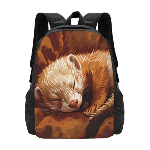 Mochila Sleeping Ferret de 16,5 pulgadas con compartimento para portátil y gran capacidad