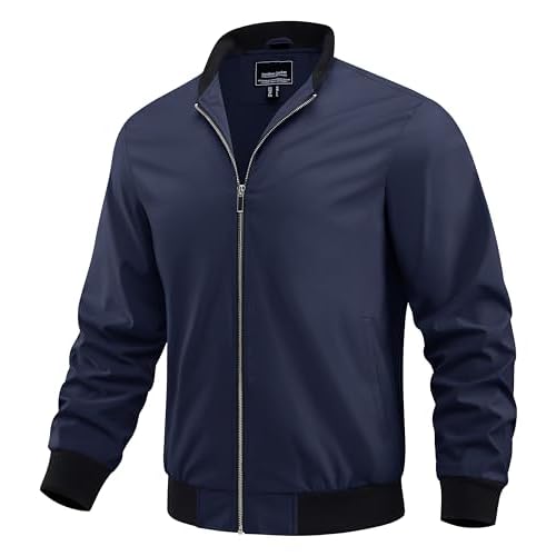 BIYLACLESEN Men’s Lightweight Bomber Jackets Windbreaker Jackets Casual Fashion Jackets Zip Up Coats with Pockets