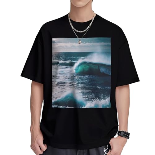 T-shirt homme imprimé eau de mer en coton pour les vacances de plage