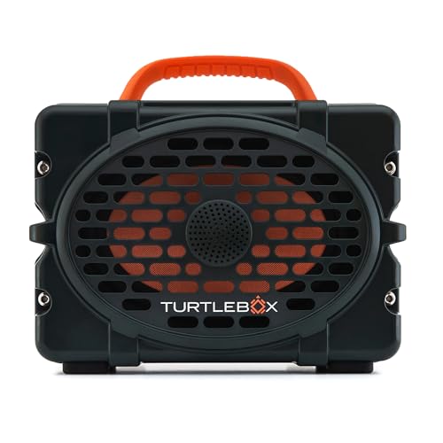 Image of Turtlebox Original Gen 3: Portable Outdoor Bluetooth Speaker - Ultra-Loud (120dB), Waterproof (IP67), Rugged, Impact-Resistant, 3-Day Battery | Party Mode: Unlimited Pairing Stereo, Green /Blaze Orange
