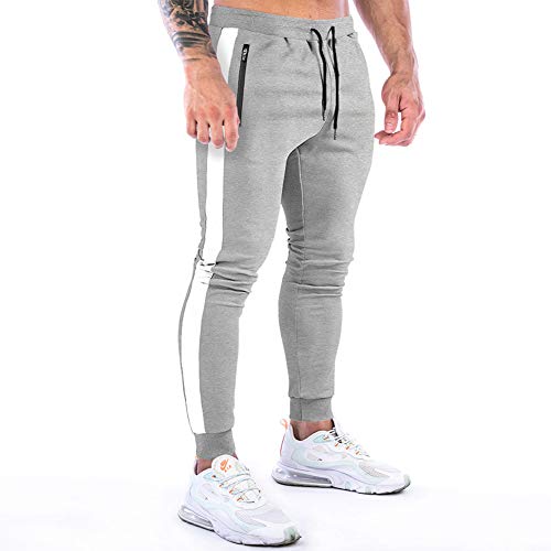 Calça de treino masculina NAVEKULL Slim Fit Joggers Gym Training Running Sweatpants with Zipper Pock