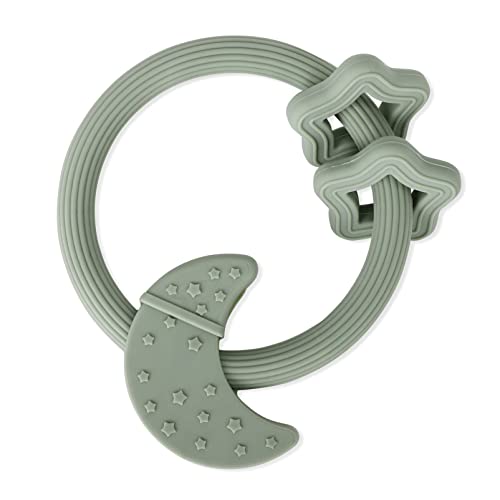 Image of Eoopoon Silicone Baby Teething Toy, Silicone Baby Ring Teether for Babies 3 Months+, Raised Texture to Soothe Gums, BPA Free, Boys Girls Shower, Birthday, Christmas Gifts (Sage)