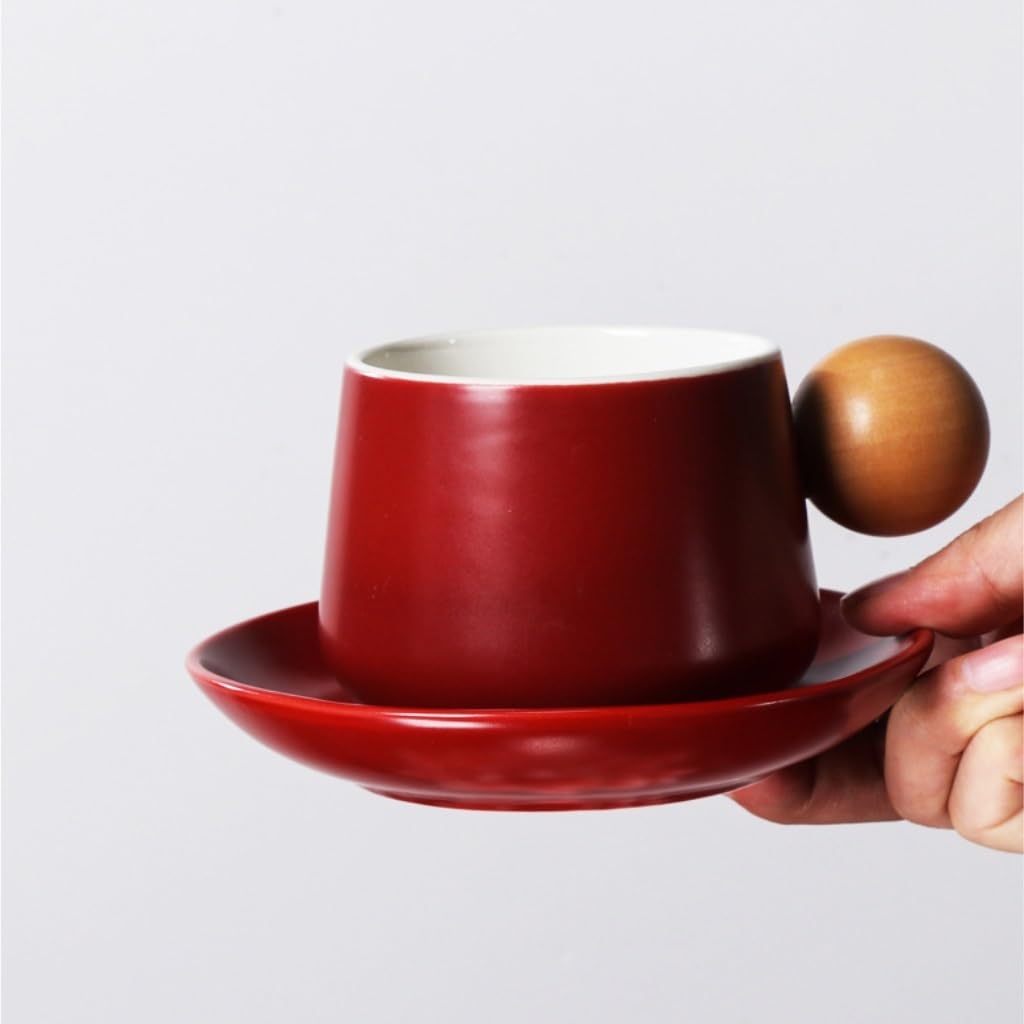 kubek ceramiczny, Zestaw filiżanek i spodków do kawy, ceramiczny kubek w stylu nordyckim o wysokiej wartości, prezent, filiżanka do popołudniowej herbaty o wysokiej wartości(Black)
