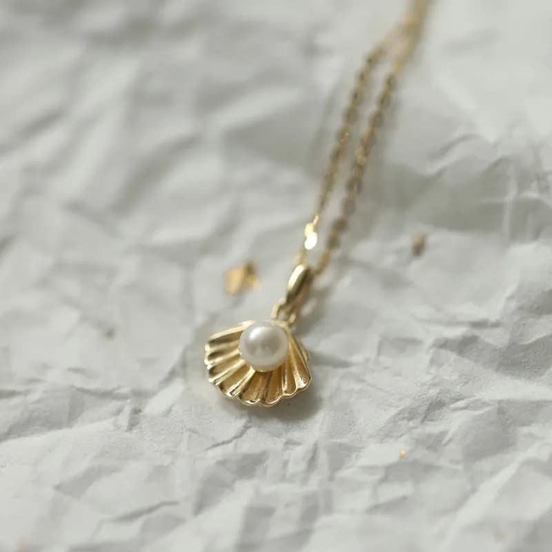 Collar de Concha de Perla de Plata de Ley 925 para Mujer, Regalo de joyería del día de San Valentín