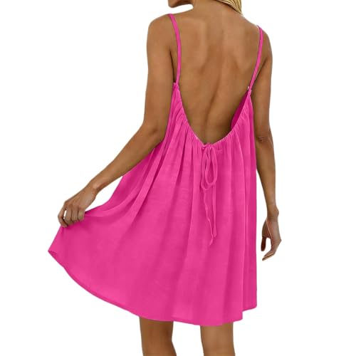 Robe longue décontractée sans manches Rose XL pour femme - 4