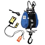 Levkitch 220V 500KG Electric Hoist,1800W Motor Winches with Limit Protection,Wired Hand Remote Control Lifting Speed 13m,Lifting Height 29m,Electric Pulley System
