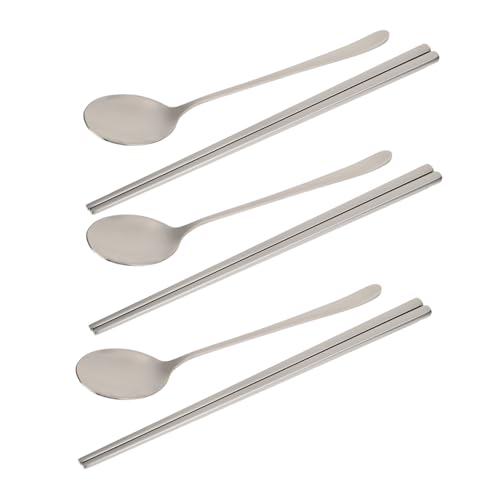 OFFIGAM ステンレス製箸とスプーン点 家用食器 錆びにくい軽量テーブルウェア ポータブル キャンプやパーティー対応