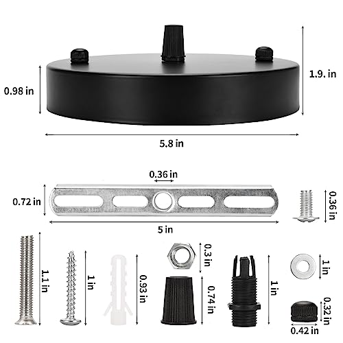 Image of Sangle Sopffy Pendant Light Canopy Kit, 5.8 Inches Ceiling Lighting Canopy Kit with All Mounting Hardware Modern Chandelier Ceiling Plate Cover for Pendant Lighting Fixtures, Black (Black)