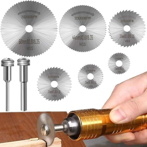 8Pcs Rotary Drill Saw Blades, Steel Saw Disc Wheel Cutting Blades with 1/8' Straight Shank Mandrel...