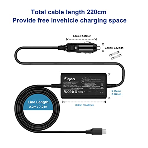 FLGAN 65W USB-C Auto Caricabatterie Alimentatore per Dell Latitude 5420 3520 5520 5400 5401 9420 9520 7420 7410 5310 2 in 1 Dell Inspiron 14 7490 13 7390 7306 15 7590