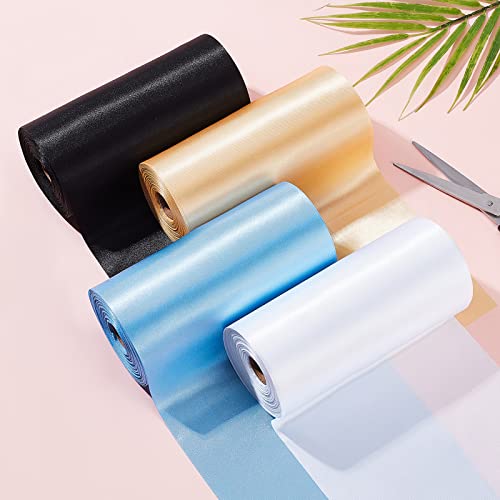 Gorgecraft 6 Inch X 27 Yards Wide Satin Ribbon Roll Double Sided Polyester Satin Ribbon Solid Fabric Large Ribbon For Gift Wrapping Grand Opening Chair Bow Making Party Decoration (Black) #TOP5