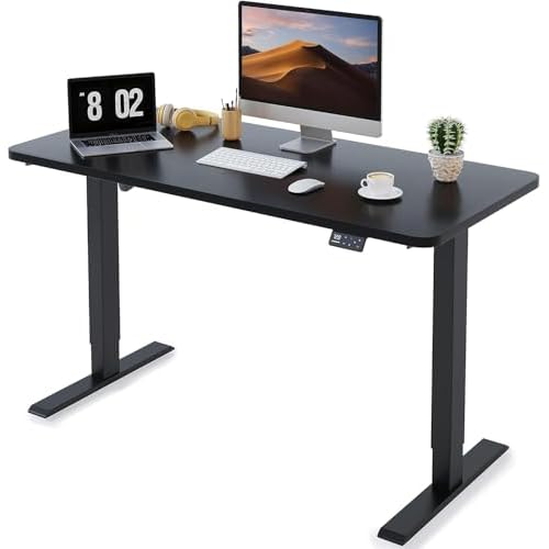 MAIDeSITe Höhenverstellbarer Schreibtisch120 x 60cm-Schreibtisch Höhenverstellbar Elektrisch Sitz & Stehpult -Schreibtisch Höhenverstellbar mit Tischplatte(S1 Pro) 120 x 60 cm Schwarz Gestel