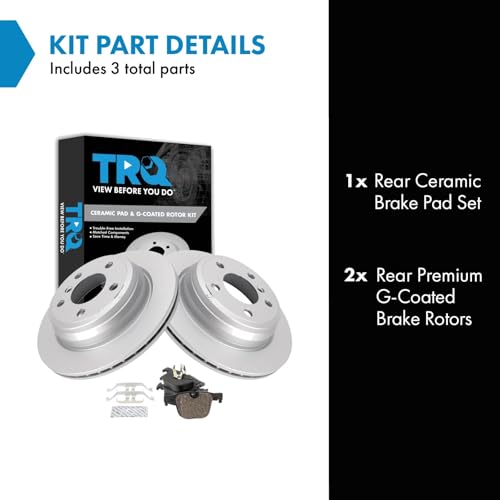 Image of TRQ Rear Brake Pad and Rotor Set Ceramic G Coated Rotors Compatible with 2016 BMW 328i 328xi 428i 428xi and Gran Coupe 2020 430i 430xi and Gran Coupe